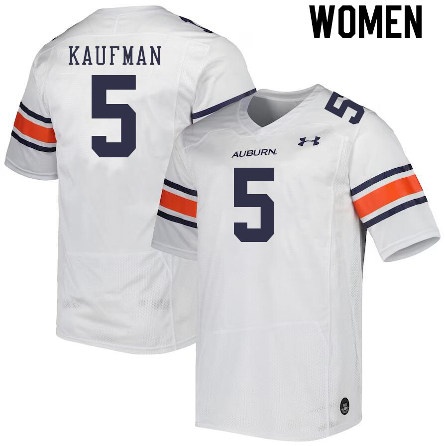 Women #5 Donovan Kaufman Auburn Tigers College Football Jerseys Stitched-White - Click Image to Close